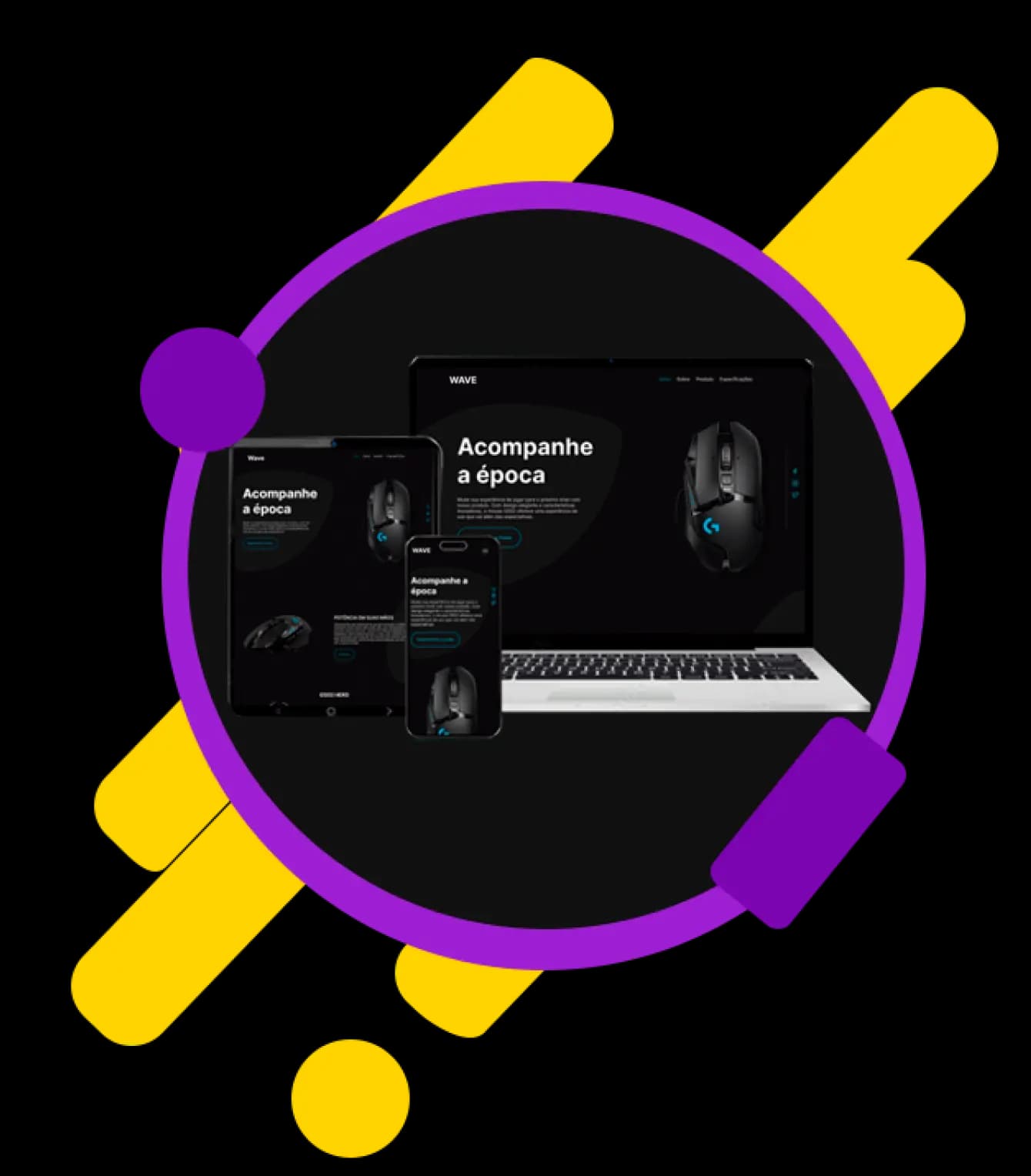 Exemplo do site em diferentes dispositivos.